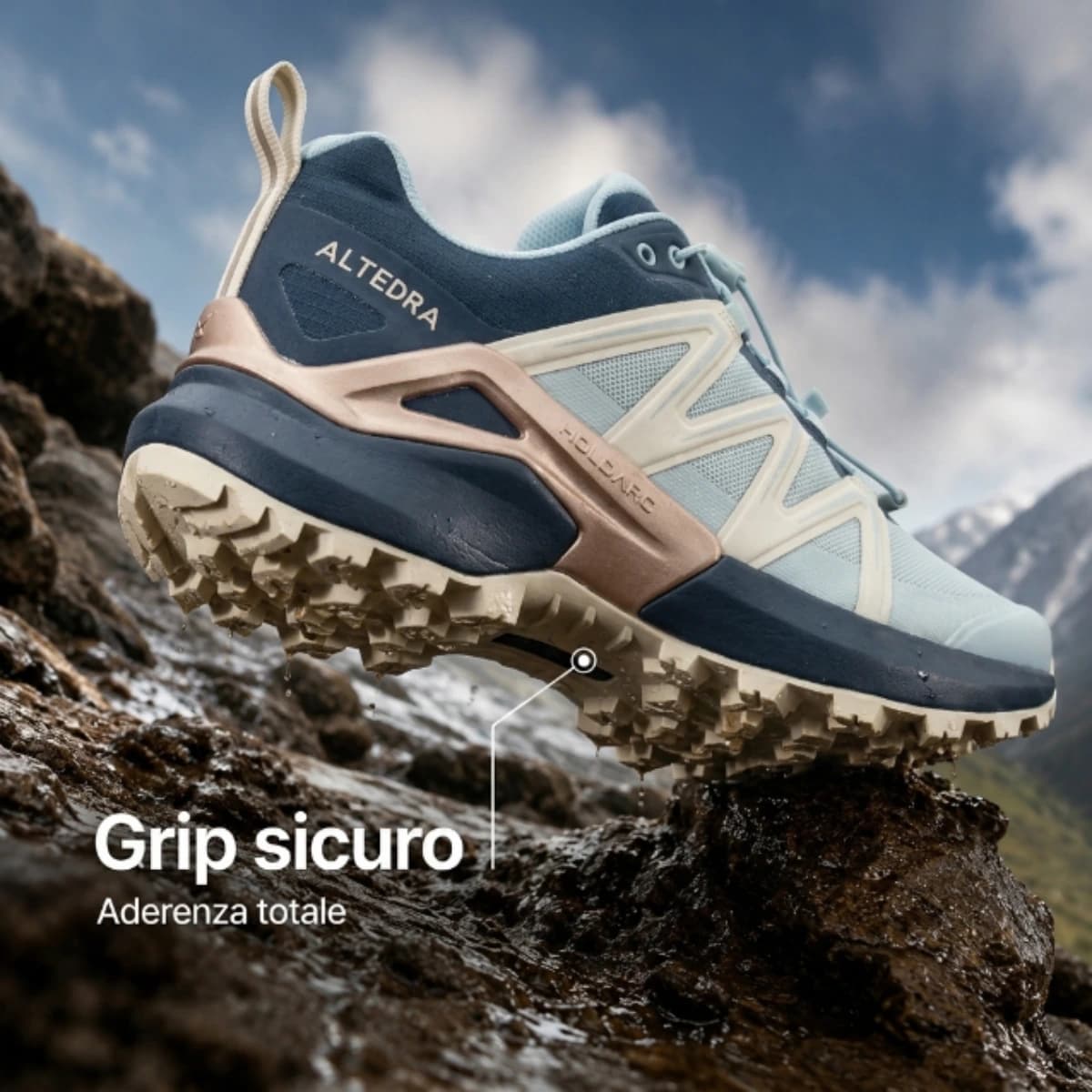 Grip sicuro su roccia e terreni irregolari