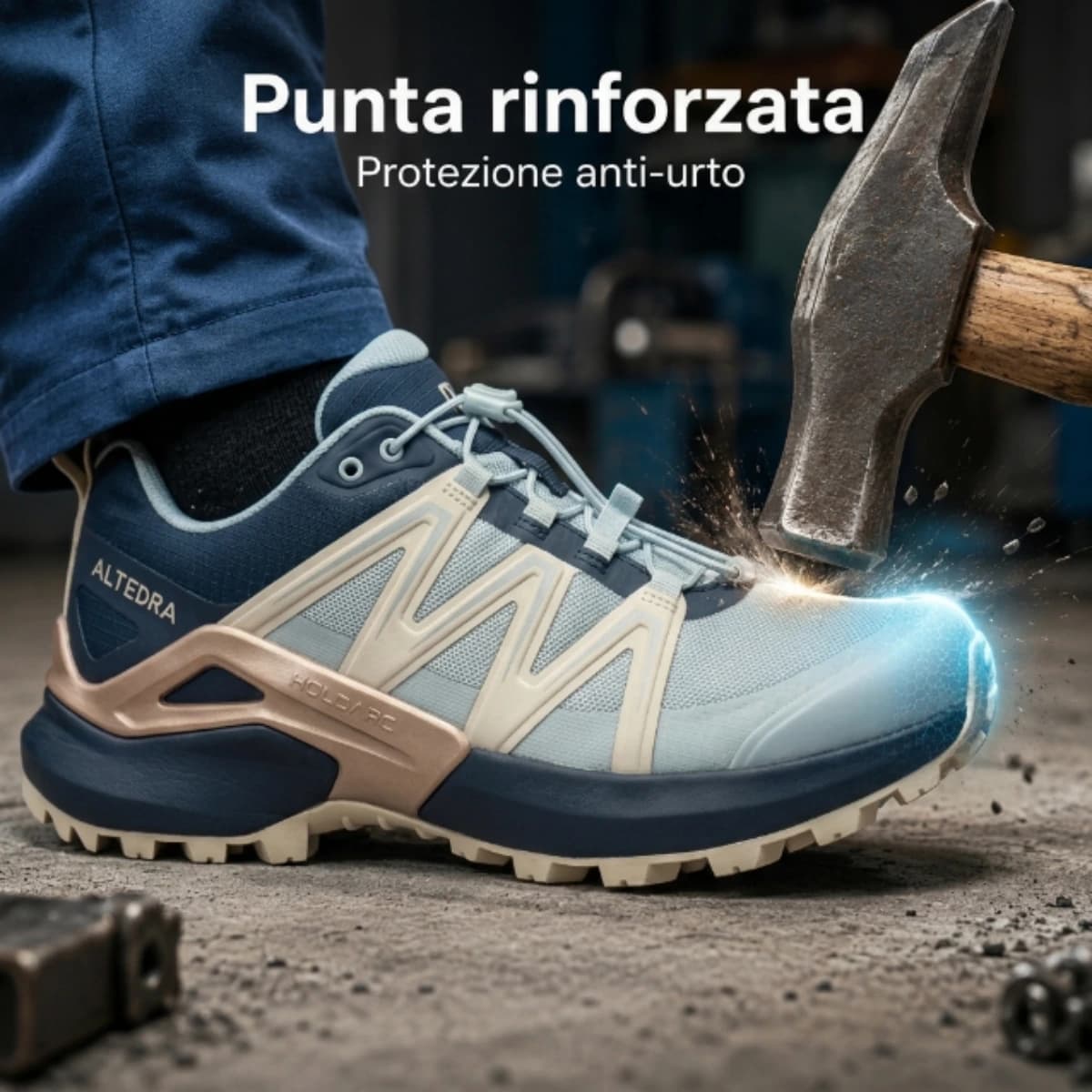 Punta rinforzata contro urti e ostacoli